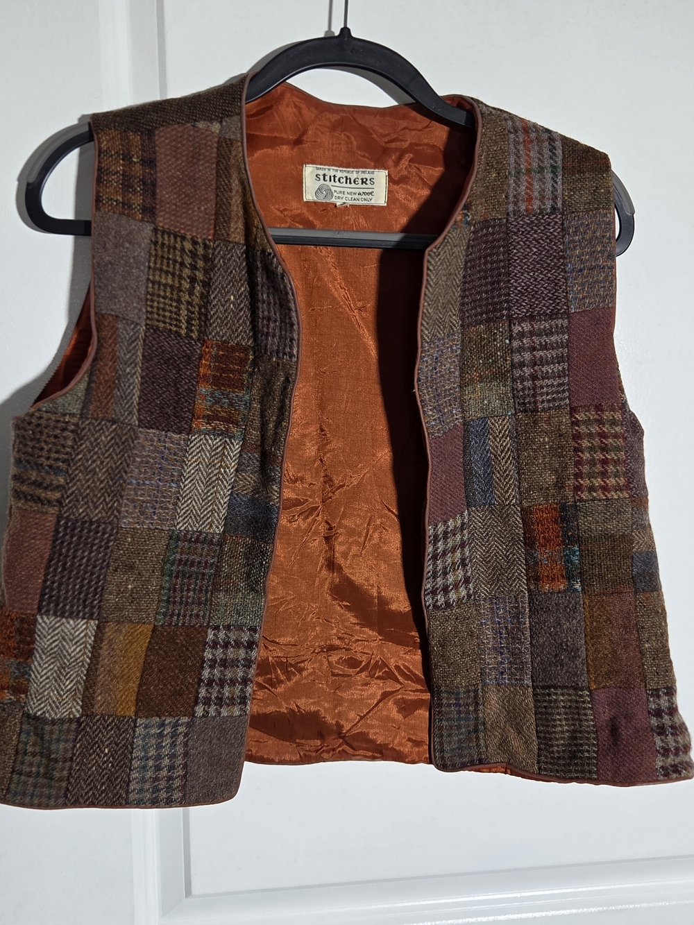 Stitchers Ireland New Wool Tweed Vintage Patchwork Womens Vest Size 12